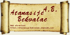 Atanasije Bekvalac vizit kartica